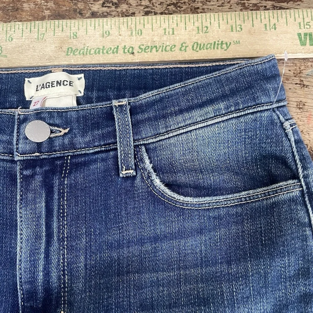 L'Agence Sada Jeans 27 Mid Rise Slim Fit Cropped Raw Hem Womens